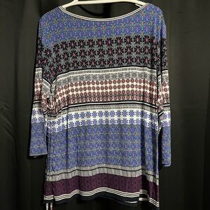Multi-colored, 3/4 sleeves, t-shirt material, size XL